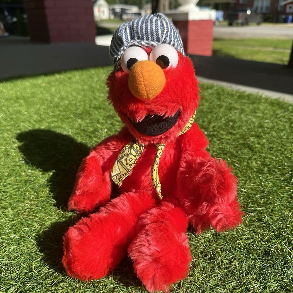 Vintage Applause Plush Elmo Train Conductor Sesame Street Stuffed Kidcore